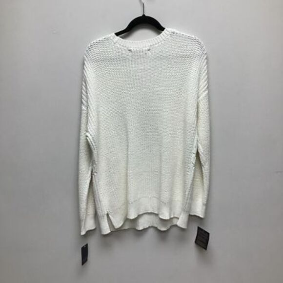 Rachel Roy Womens October Pullover Sweater Ivory Long Sleeve Ribbed Trim XL New - Picture 2 of 8
